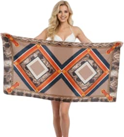 Canga Praia Animal Print com Estampa Selaria, Tecido Leve e Macio, Tons Terrosos, 90x180 cm