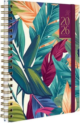 Agenda Planner Semanal 2026 Plus Botanics Tropical Leaves Vinho