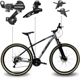 Bicicleta Aro 29 KSW XLT 100 21 Marchas Shimano Quadro Alumínio Freio Hidráulico MTB