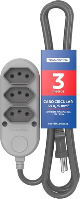 Tramontina Extensão Múltipla 3 Tomadas 2P+T 10 A 250 V 3 m