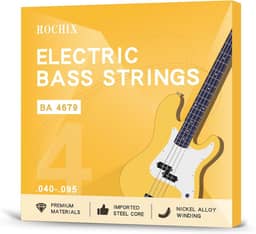 Cordas para baixo elétrico de nível iniciante - Conjunto de 4 cordas BA 4679, núcleo de aço com enrolamento de liga de níquel, ideal para novos músicos, tons duráveis e brilhantes