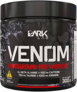 Pré-Treino Venom Underground Dark Lab 300g, Maçã Verde, Estímulo Físico e Mental