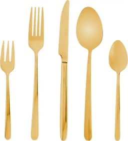 WOLFF Faqueiro de Aço Inox Viena Dourado 30 Peças Com Caixa Litografada - Jogos de Talheres - Mesa Posta - Utensílios de Cozinha, Enxoval, Casamento, Decoração