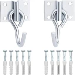 Kit 2 Ganchos para Rede de Descanso em Aço Zincado com 8 Parafusos Sextavados 1/4 x 50mm – Fixação Resistente