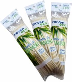 1000 Espetos de Bambu 25cm – Pacote para Churrasco, Resistente, Sustentável, Ideal para Carnes, Legumes e Frutas, Acabamento Liso com Ponta Afiada