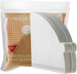 Filtro de Papel Cônico V60 N°02 para Café – Compatível com Coador HARIO V60-02 – Papel Branco Importado (100)