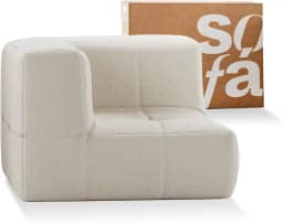 Sofá na Caixa modular 1 lugar em Boucle (Linho, Canto)