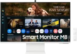 Smart Monitor Samsung M8 32", UHD, Plataforma Tizen™, Tap View, USB-c (65W), USB Hub, HDMI, Bluetooth, HAS, Alexa, Branco, 2025