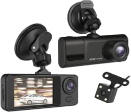 Kit Câmera Veicular Tripla De Segurança Para Carro Taxi Uber 99 Full Hd Gravadora + Cartão Memória 32GB