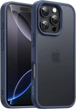 JETech Capa Matte para iPhone 16 Pro Max 6,9 Polegadas, Case Proteção Contra Quedas de Nível Militar à Prova de Choque, Traseira Translúcida Fosca, Anti-Impressão Digital (Azul Tempestade)