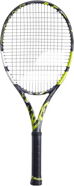 Babolat Raquete de tênis Pure Aero (7ª geração) amarrada com intestino sintético em tensão média
