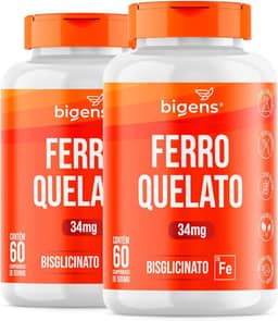 Ferro Quelato Bisglicinato 34mg, Bigens, 60 comprimidos (Kit 2)