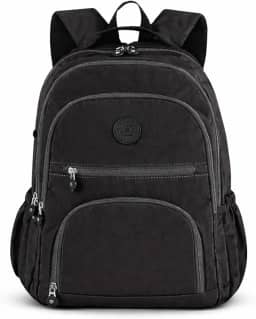 Mochila Grande 30L Nylon Impermeável Feminina Masculina Escolar Juvenil Notebook 15" — Mochila Preta Resistente com Múltiplos Bolsos, Leve, Casual e Reforçada para Escola e Viagens