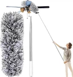 Espanador Telescópico Extensível 2,80m com Microfibra Flexível – Cabo Inox, Dobrável e Antiderrapante – Ideal para Limpeza de Teto, Persianas, Móveis Altos – Para Casa e Escritório