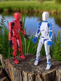 Kit 02 Dummy 14 cm Brinquedo Articulado DESMONTADO Action Figure 3D (VERMELHO/PRETO e BRANCO/AZUL)