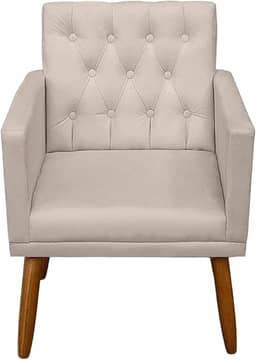 1 Cadeira Poltrona para Clínica Decorativa resistente confortável tecido veludo confortável pés de madeira reforçado MOBLAN decor (BEGE)