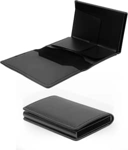 Carteira masculina, carteira inteligente para homens, porta-cartão de crédito simples, barreira RFID, caixa de cartão de visita pop-up, pequena e ultrafina, capacidade de 9 a 14 cartões, com