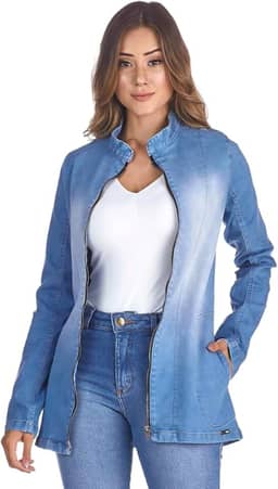 Jaqueta Jeans HNO Jeans Blazer Gola Padre Azul