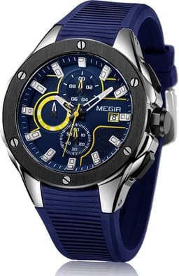 Relógios esportivos masculinos de quartzo, com cronógrafo, luminoso e função à prova d'água, pulseira de silicone