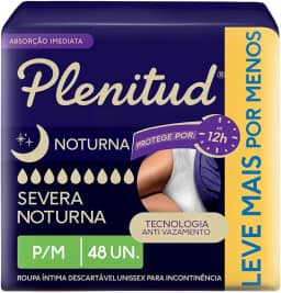 Plenitud Roupa Íntima Noturna para Incontinência P/M - 48 Un