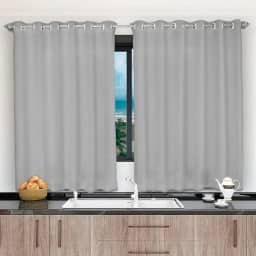 Cortina Para Janela De Cozinha 2,00x1,20 Tecido Liso Cinza
