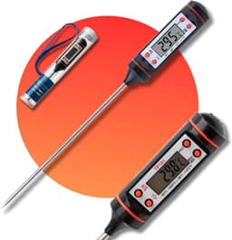 Termômetro digital culinário com visor fácil de ler. Mede com precisão até 300 °C. Ideal para carnes, líquidos, forno e cozinha em geral – Qualidade Premium LNSTORE