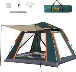 Barraca de Camping Automática 4-6 Pessoas, Impermeável com Mosquiteiro e Cobertura Solar, Dobrável