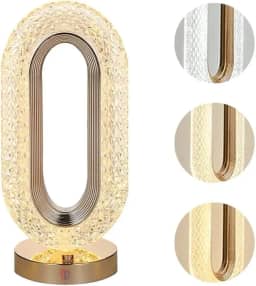 Luminária de Mesa Abajur de Cabeçeira com 3 Modos de Iluminação LED Botão Touch Sem Fio Recarregável Para Criado Mudo, Estudos, Trabalho, Quarto, Escritório, Sala, Decoração e Leitura Dourado Premium