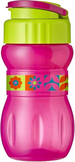Garrafa Squeeze TIBA Infinity Decorada 350 ml Rosa com Verde Neon