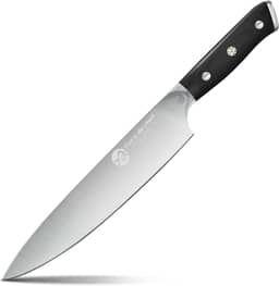 Faca Do Chef De 8'' Polegadas Com Cabo Ergonômico, Faca De Cozinha Forjada Em Aço Com Alto Teor De Carbono, Preta