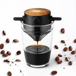 Mini Filtro Coador de Café Portátil Dobrável – Compacto, Ideal para Viagens, Fácil de Limpar, Plástico e Aço Inox 7,5x8cm