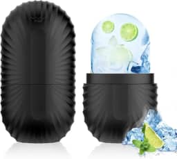 Rolo de gelo para rosto e olhos, suporte de gelo facial de silicone reutilizável, molde de gelo para cuidados com a pele, rolo de cubo de gelo para encolhimento de poros antirrugas, reduz o inchaço,