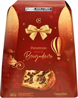 Cacau Show Panettone Sabor Brigadeiro, Sobremesa Natalina Recheada com Chocolate, 550g