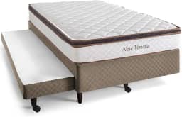 Cama Box Solteiro Herval New Veneza, 54x88x188 cm, Molas Bonnel com Colchão Auxiliar