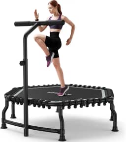 ANCHEER 50" Fitness Rebounder, 550 Lbs Capacidade Bungee Trampolim Com Barra De Alça Ajustável - Equipamento De Exercício Interno Para Adultos, Treino Cardio, Academia, Treinamento De Baixo Impacto,