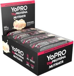 Barra YoPRO Sabor Morango com Chocolate Branco - Nutrata Display C/ 12 Barras de 40g