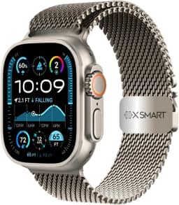 Pulseira de Malha Milanese patentiada Compatível com Apple Watch 49mm, 46mm, 45mm, 44mm, Malha de Aço Inoxidável com Fecho Estilo Paraquedas para iWatch Ultra 2 Series 10, 9, 8, 7, 6, SE, 5, 4, 3