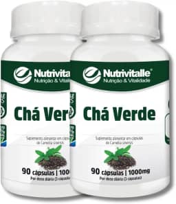 Chá Verde Capsula 1000mg 90 Cápsulas Nutrivitalle 2 Potes