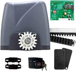 Kit Motor Portão Rossi DZ Nano Turbo 600Kg 1/4 Deslizante Automático de Correr Eletrônico Com Abertura Rápida com 4 Metros de Cremalheira (220v)