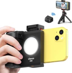 ULANZI CG02 Punho da Alça do Obturador da Câmera do Smartphone sem Graduação com Controle Remoto Sem Fio Bluetooth Destacável, Luz de Preenchimento de Três Engrenagens Ajustável para iPhone Samsung