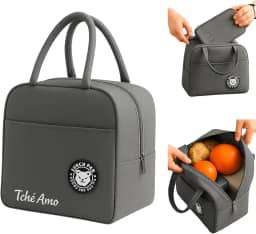Bolsa Térmica Marmita Lancheira Escolar Fitness Academia Passeios Conserva Quente e Frio Compacta e Elegante (Cinza)