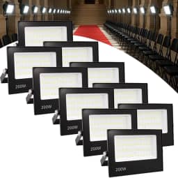 Kit 10 Refletor Led 200w Holofote Bivolt Prova Dágua Frio