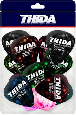 Kit Com 12 Palhetas Medium Celuloide Cores Variadas 0.71mm