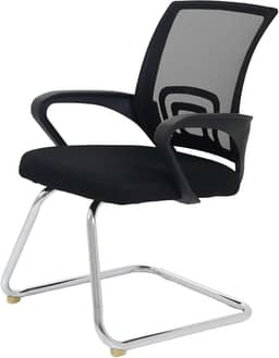 Cadeira De Escritório Com Base Fixa Cadeiras Inc, Tela Mesh Respirável, Suporta até 120kgs, Base Cromada Anti-Risco, Ergonômica Preta