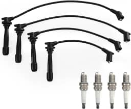 Conjunto de velas de ignição e velas de ignição de irídio compatível com Hyundai Accent Coupe Elantra Matrix Getz e Kia Cerato Rio 2004-2009 - L4 1,4L 1,5L 1,6L, substituição para 27501-26D00