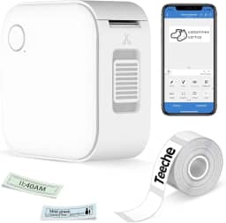 Mini Impressora Etiquetas Adesivas Portátil, Etiquetadora Adesiva Térmica Bluetooth, Maquina de Etiquetar com 1 Rolo de Etiqueta, Rotuladora de Etiquetas para Casa, Escritório, Cozinha e Escola