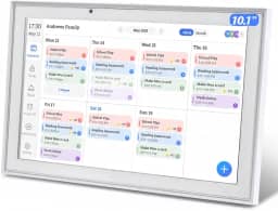 Agenda de parede de 25,7 cm, calendário digital e tabela de tarefas, tela sensível ao toque inteligente para horários de família e fotos na nuvem (branco, 10,1)