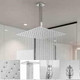 Ducha Chuveiro Slim Prateado Quadrado 20x20 Braço De Teto