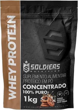 Whey Protein Concentrado 1kg - Cookies - 100% Importado - Soldiers Nutrition