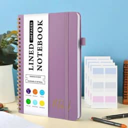 1 Pcs Lined Spiral Journal Notebook, 8.2 x 6.1Inches Ruled Notebook Hard Cover Notebook for Women Men Office School Home, Work, Note Taking, Writing (Purple)